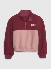 Gap Pink Sherpa Quarter Zip Long Sleeve Mock Neck Sweatshirt - Image 1 of 1