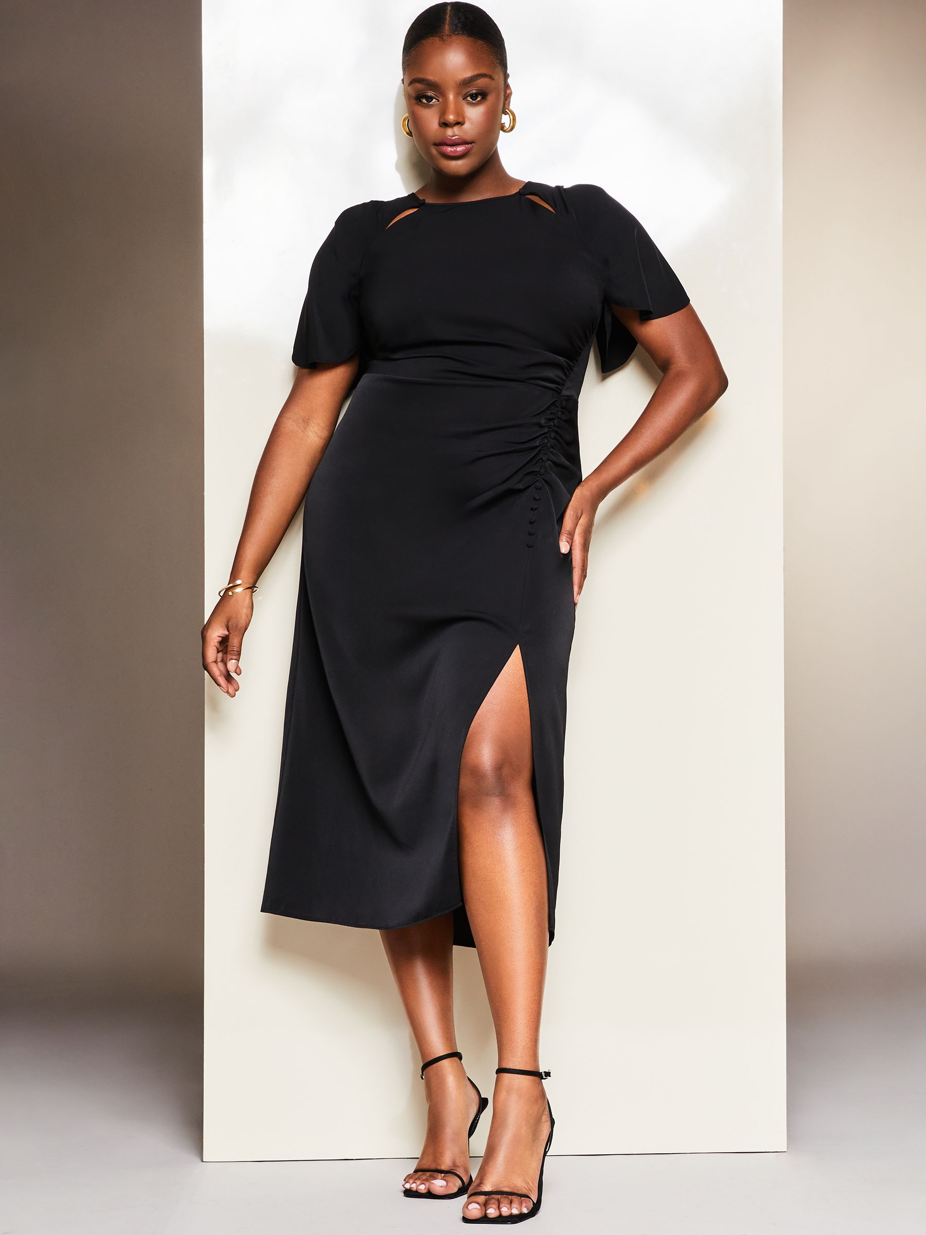 Black button up midi dress outlet