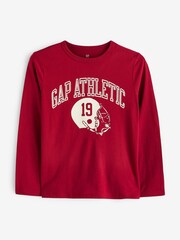 Gap Red Organic Cotton Long Sleeve Logo Graphic T-Shirt (4-13yrs) - Image 1 of 3