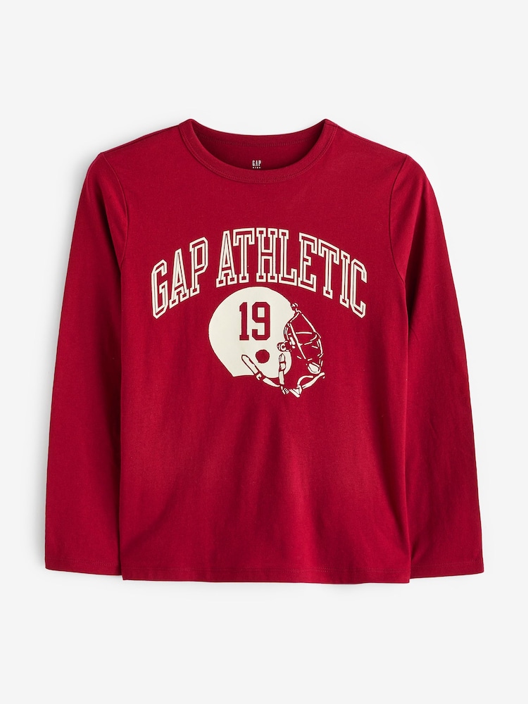 Gap Red Organic Cotton Long Sleeve Logo Graphic T-Shirt (4-13yrs) - Image 1 of 3