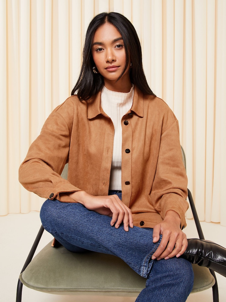 Friends Like These Camel Faux Suede Shacket - Image 2 of 4