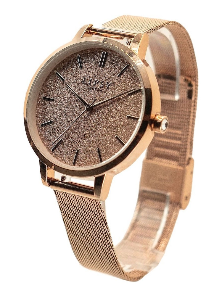 Lipsy Brown 2 Strap Leather Mesh Watch - Image 2 of 2