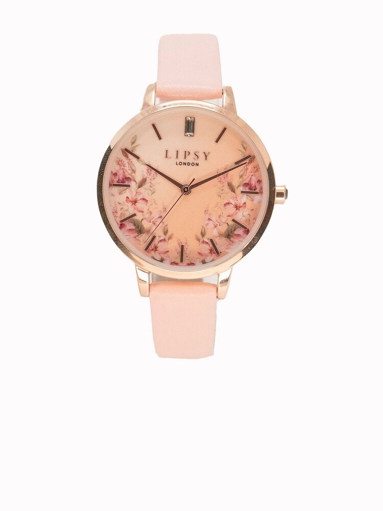 Lipsy Nude Pink Floral Watch - Image 1 of 3 Lipsy Nude Pink Floral Watch - Image 1 of 3