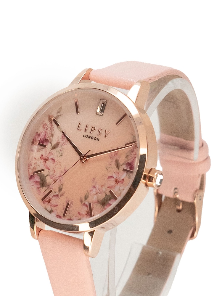 Lipsy Nude Pink Floral Watch - Image 2 of 3 Lipsy Nude Pink Floral Watch - Image 2 of 3
