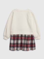 Gap Cream & Red Check Disney 2-in-1 Sweatshirt Dress (12mths-5yrs) - Image 2 of 3