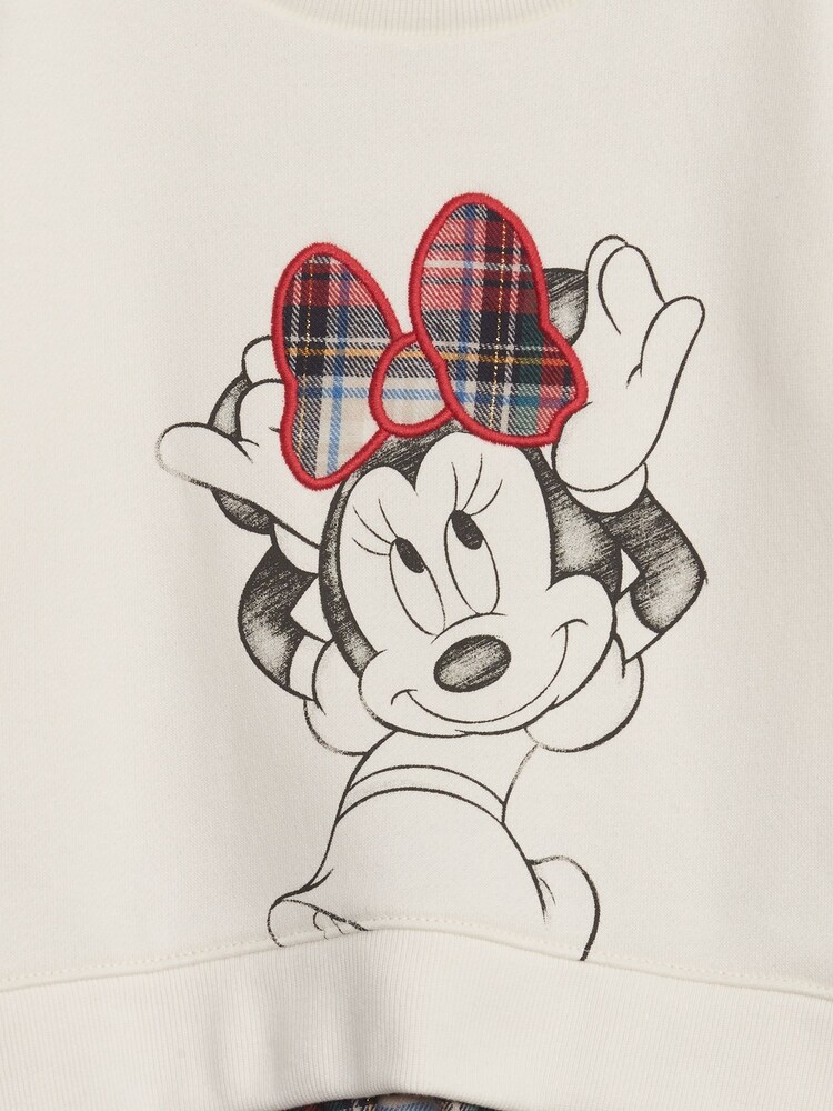 Gap Cream & Red Check Disney 2-in-1 Sweatshirt Dress (12mths-5yrs) - Image 3 of 3