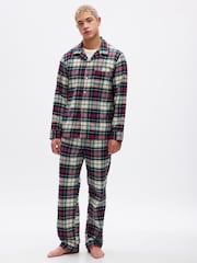 Gap Green, Red & White Flannel Check Family Christmas Long Sleeve Pyjama Shirt & Bottoms - Image 1 of 1