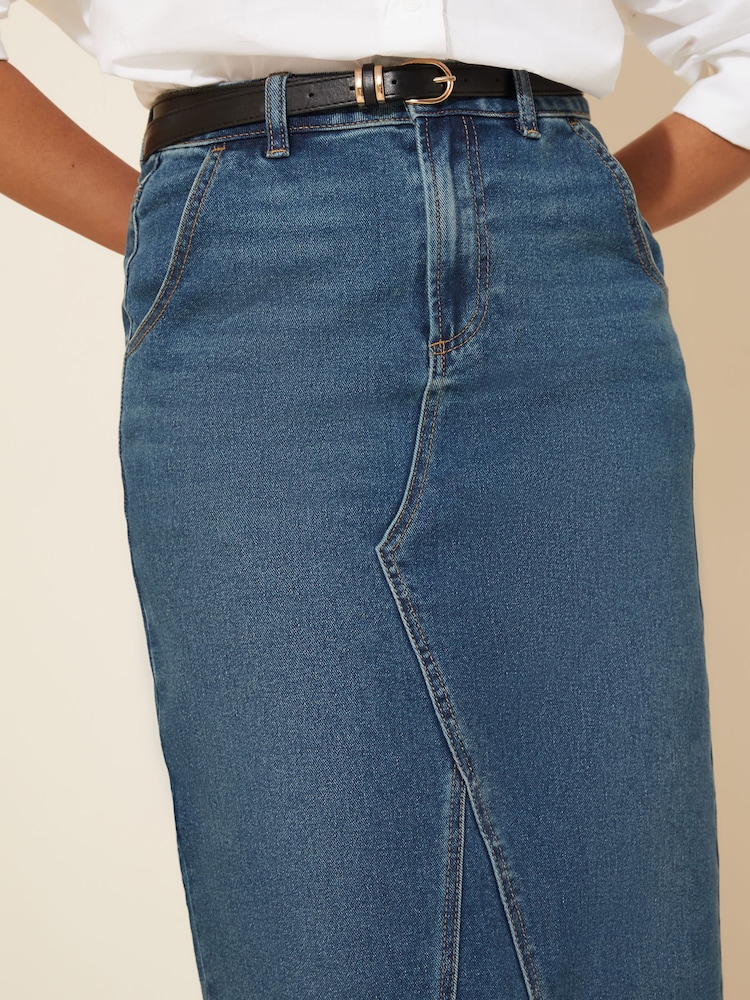 Friends Like These Indigo Blue Godet Denim Maxi Skirt - Image 2 of 4