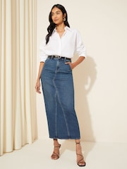 Friends Like These Indigo Blue Godet Denim Maxi Skirt - Image 3 of 4