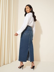 Friends Like These Indigo Blue Godet Denim Maxi Skirt - Image 4 of 4