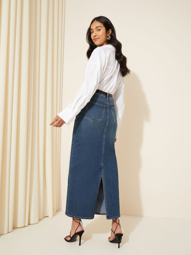 Friends Like These Indigo Blue Godet Denim Maxi Skirt - Image 4 of 4
