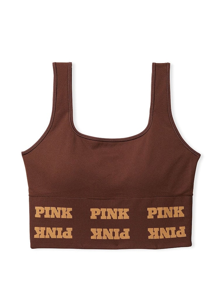 Victoria's Secret PINK Ganache Brown Seamless Logo Low Impact Sports Bra - Image 3 of 3