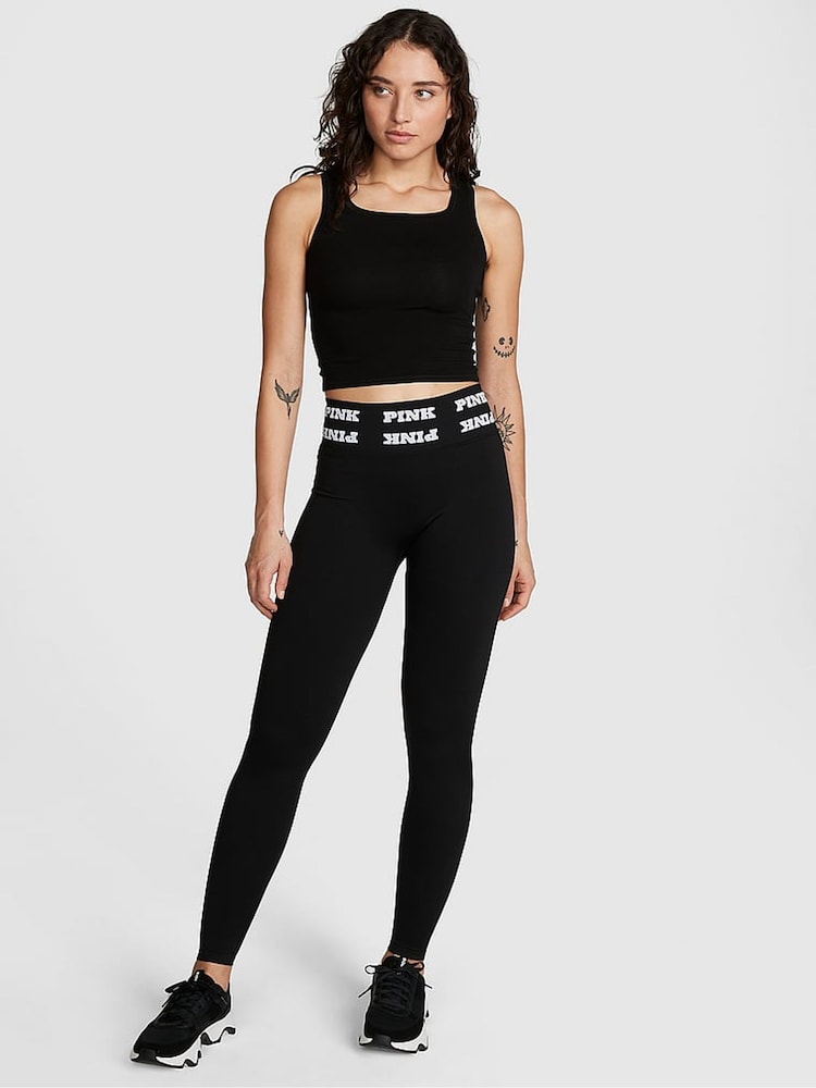 Victoria's Secret PINK Pure Black Logo Seamless Leggings - Image 1 of 2