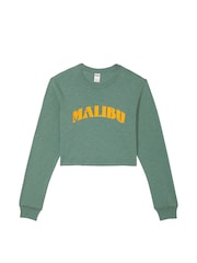 Victoria's Secret PINK Fresh Forest Green Cotton Slub Cropped Boxy Long Sleeve T-Shirt - Image 3 of 3