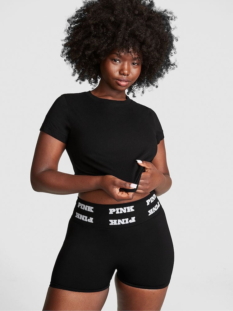 Victoria's Secret PINK Pure Black Seamless Logo Short - Image 1 of 2