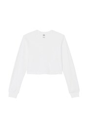 Victoria's Secret PINK Optic White Cotton Slub Cropped Boxy Long Sleeve T-Shirt - Image 3 of 3