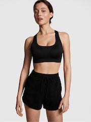 Victoria's Secret PINK Pure Black Fleece Ribbed Cotton Shorts - Image 1 of 3