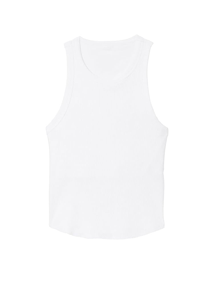 Victoria's Secret PINK Optic White High Neck Shrunken Rib Tank Top - Image 3 of 3