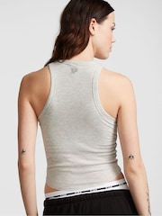 Victoria's Secret PINK Heather Stone Grey High Neck Shrunken Rib Tank Top - Image 2 of 3