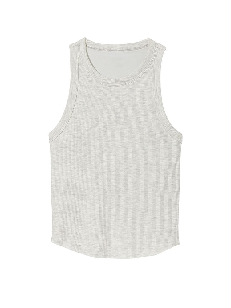 Victoria's Secret PINK Heather Stone Grey High Neck Shrunken Rib Tank Top - Image 3 of 3