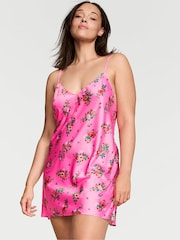 Victoria's Secret Lovely Bouquet Pink Satin Open Back Slip - Image 1 of 3