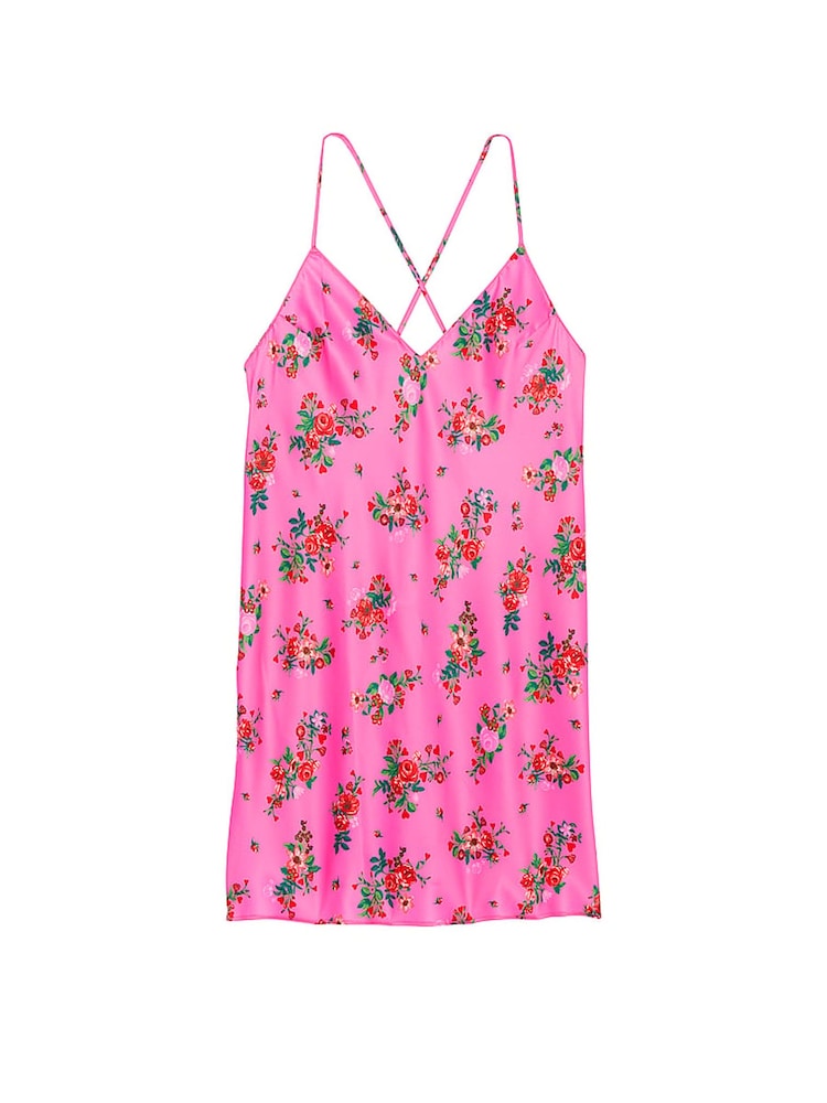 Victoria's Secret Lovely Bouquet Pink Satin Open Back Slip - Image 3 of 3