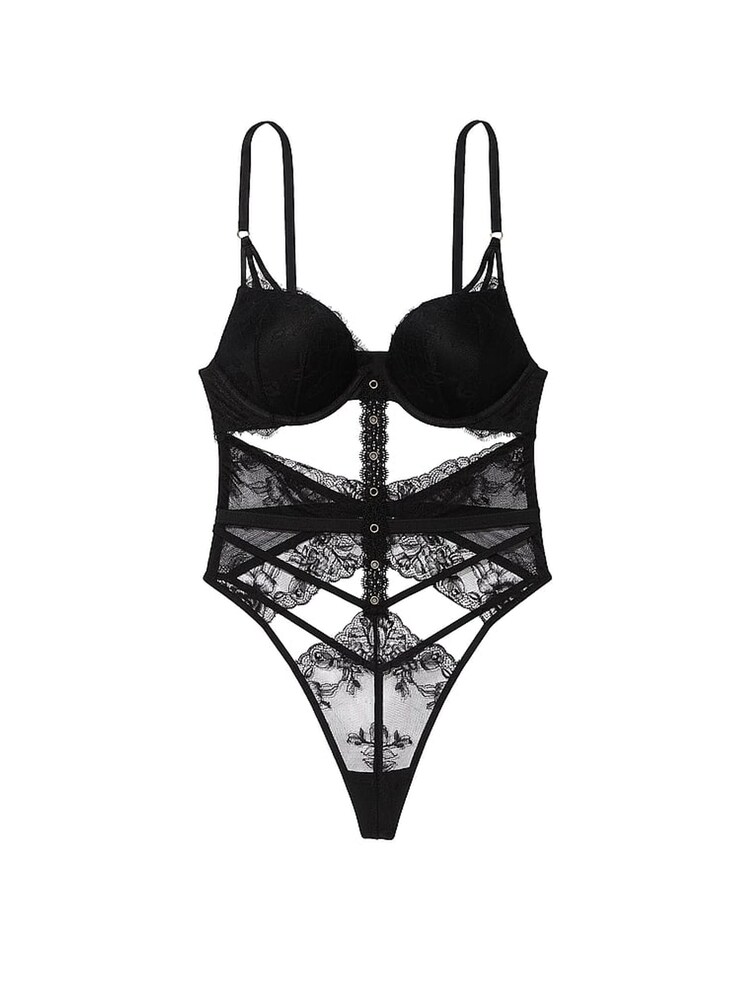 Victoria's Secret Black Bombshell Eyelet Lace Bodysuit - Image 3 of 3 Victoria's Secret Black Bombshell Eyelet Lace Bodysuit - Image 3 of 3