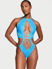 Victoria's Secret Capri Blue High Neck Eyelet Bodysuit - Image 1 of 3
