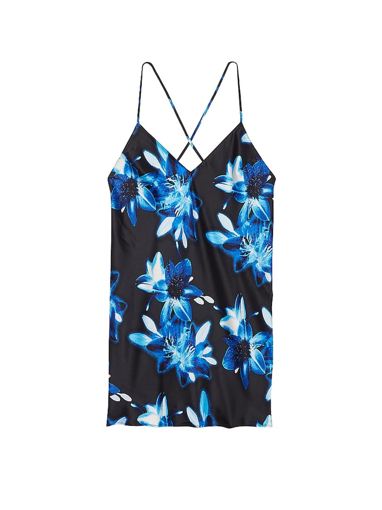 Victoria's Secret Dramatic Floral Black Satin Open Back Slip - Image 3 of 3