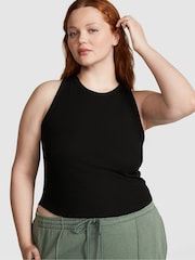 Victoria's Secret PINK Pure Black High Neck Shrunken Rib Tank Top - Image 1 of 3