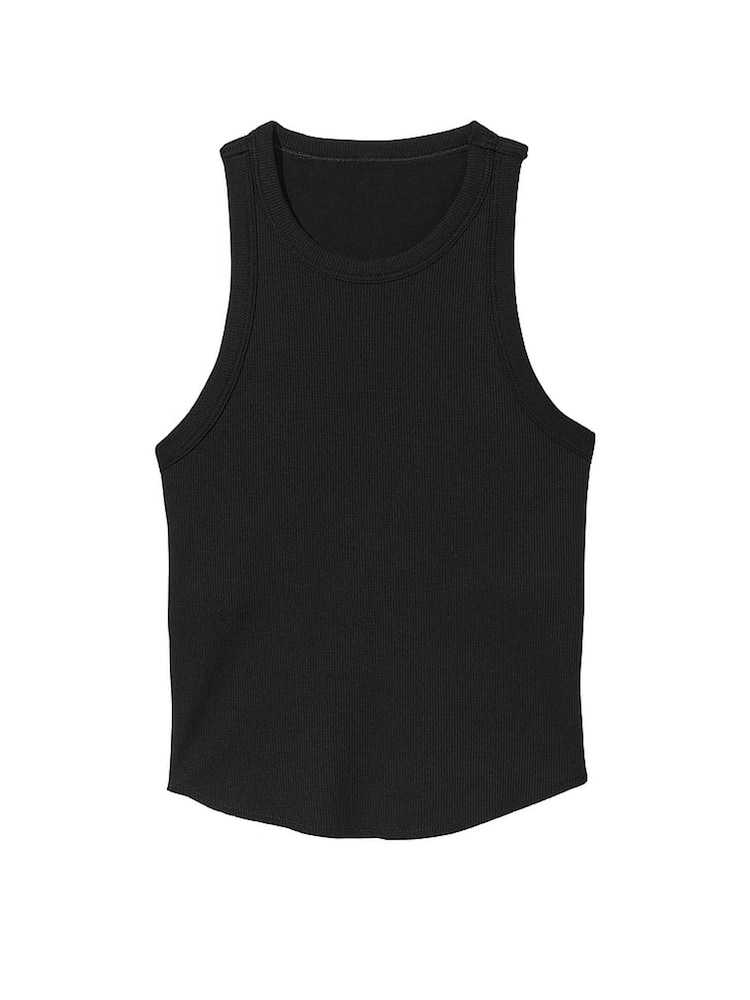 Victoria's Secret PINK Pure Black High Neck Shrunken Rib Tank Top - Image 3 of 3