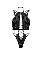 Victoria's Secret Black High Neck Eyelet Bodysuit - Image 3 of 3