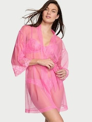 Victoria's Secret Tickled Pink Boho Floral Embroidered Dressing Gown - Image 1 of 1