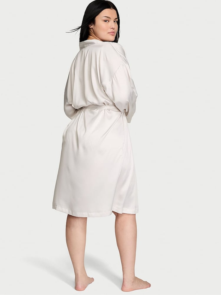 Victoria's Secret Coconut White Bridal Satin Midi Robe - Image 2 of 3