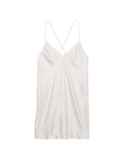Victoria's Secret Coconut White Mini Satin Open Back Slip - Image 3 of 3