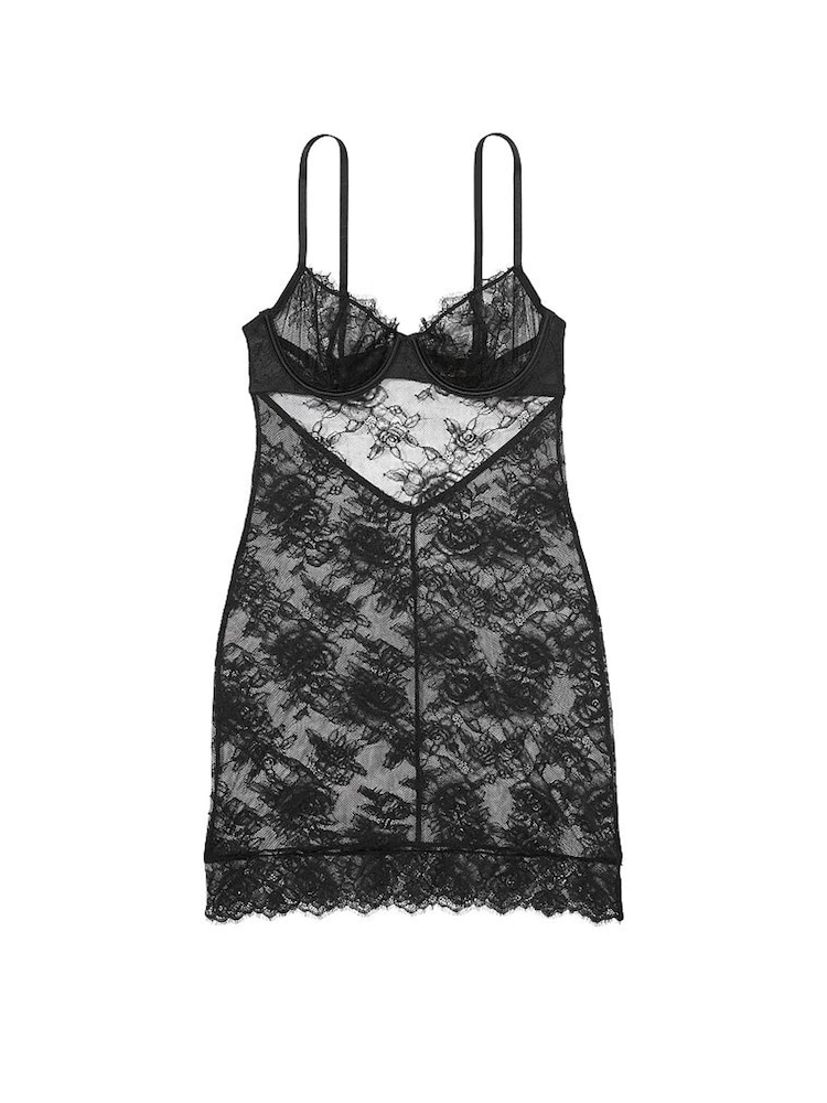 Victoria's Secret Black Rose Lace Cupped Slip Dress - Image 3 of 3