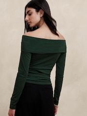 Banana Republic Green Serena Off-Shoulder Top - Image 2 of 4