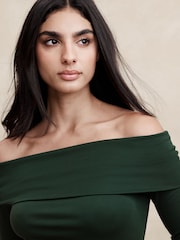 Banana Republic Green Serena Off-Shoulder Top - Image 3 of 4