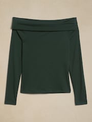 Banana Republic Green Serena Off-Shoulder Top - Image 4 of 4