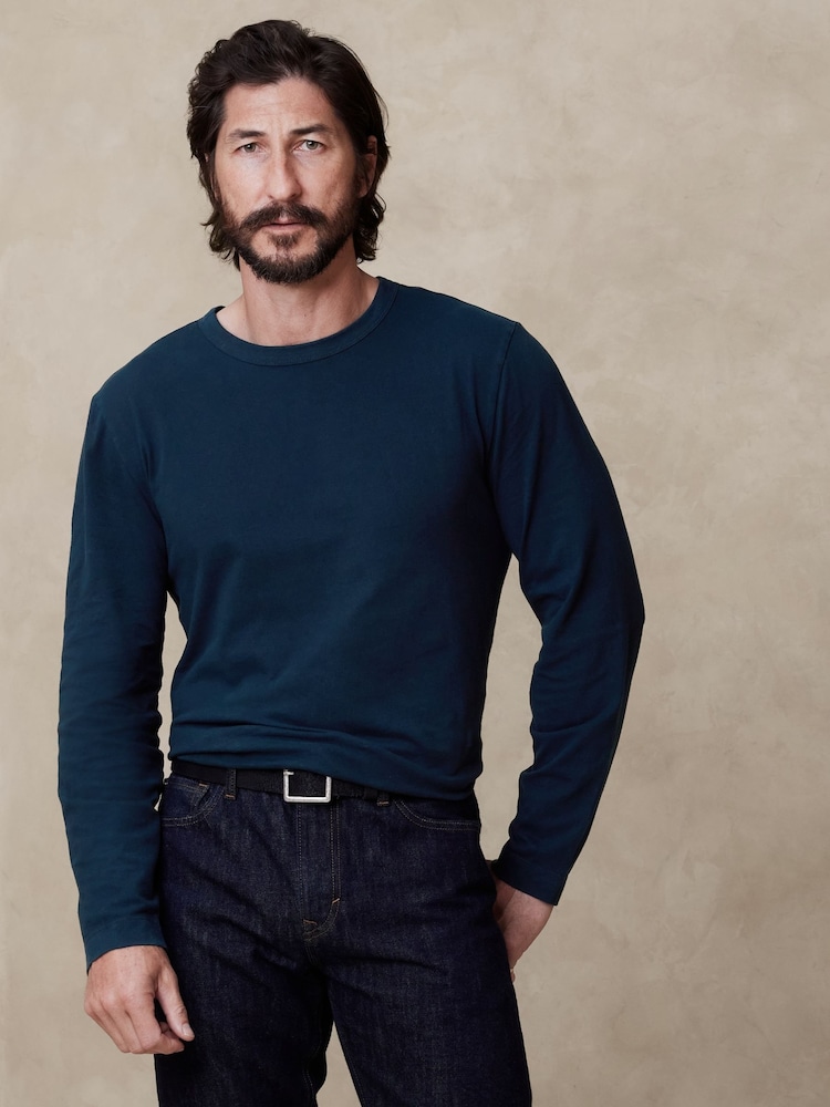 Banana Republic Blue Soft Wash Long Sleeve T-Shirt - Image 1 of 1