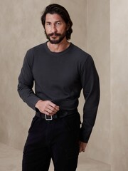 Schwarz - Banana Republic Langärmeliges Shirt mit weicher Waschung - Bild 1 von 1