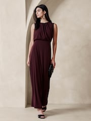 Banana Republic Burgundy Purple Aura Jersey Maxi Dress - Image 2 of 5