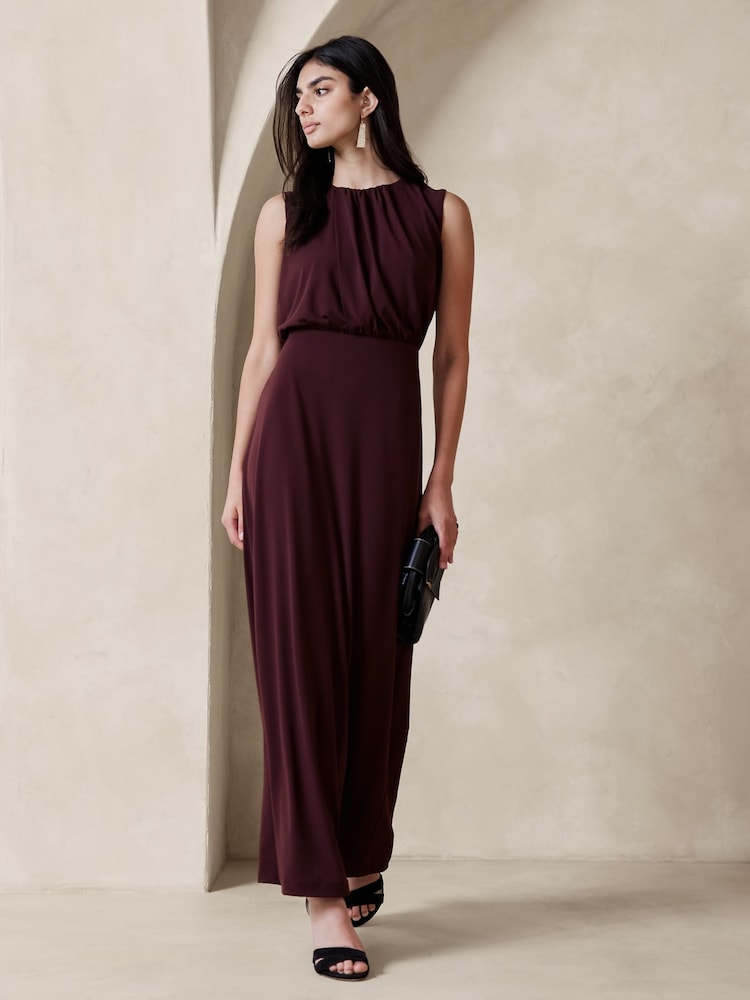 Banana Republic Burgundy Purple Aura Jersey Maxi Dress - Image 2 of 5