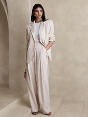 Banana Republic White Ribbed Half-Sleeve T-Shirt - Image 4 of 5