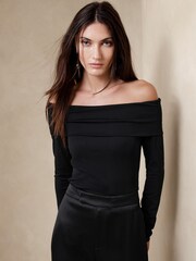 Banana Republic Black Serena Off-Shoulder Top - Image 1 of 1