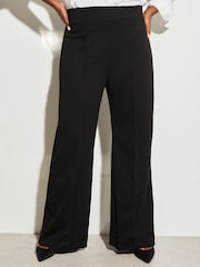 Lipsy Black Curve High Waist Wide Leg Tailored Trousers - Image 1 of 4