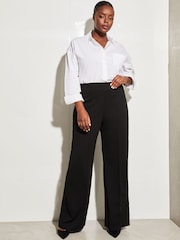 Lipsy Black Curve High Waist Wide Leg Tailored Trousers - Image 2 of 4