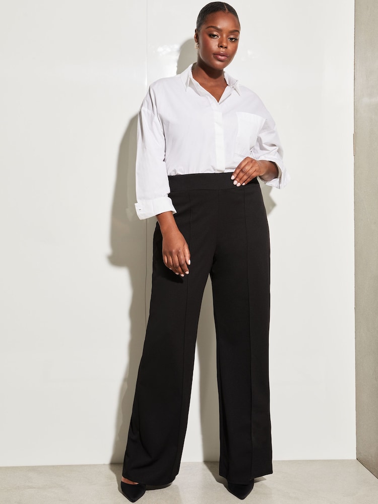 Lipsy Black Curve High Waist Wide Leg Tailored Trousers - Image 2 of 4