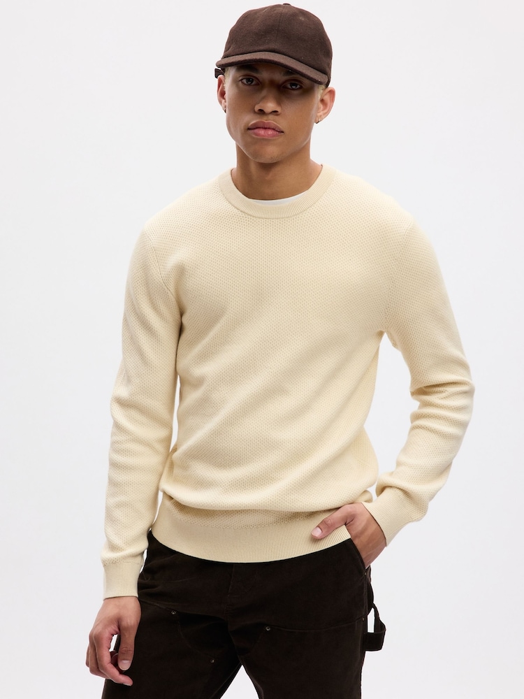 Gap Cream Textured Crew Neck Long Sleeve Jumper - Image 1 of 1