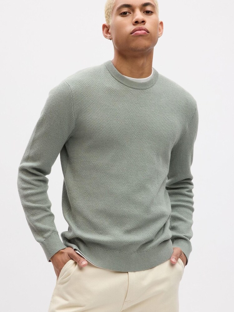 Gap Green Textured Crew Neck Long Sleeve Jumper - Image 1 of 1